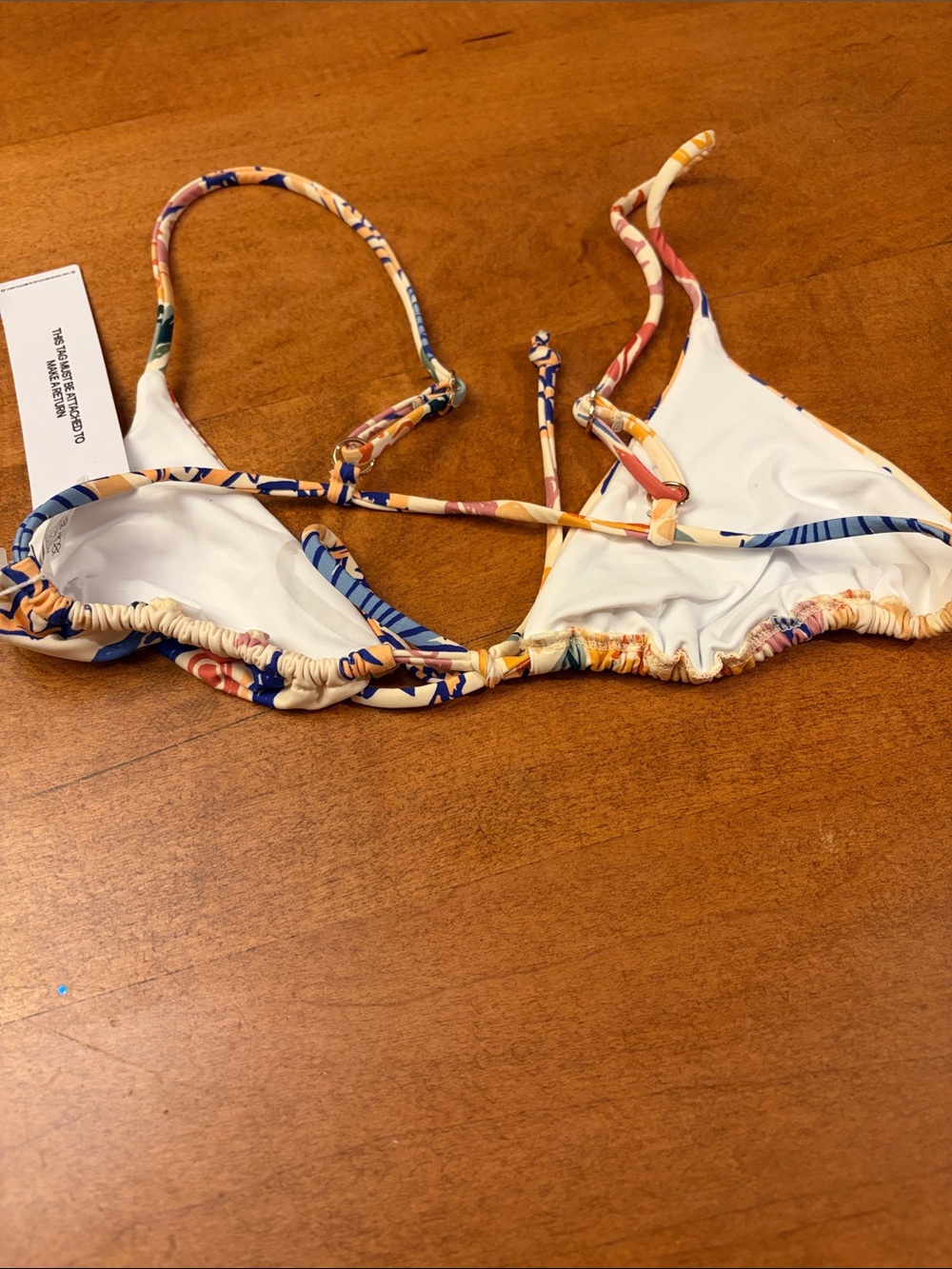 Princess Polly Floral Cream and Blue Triangle Bikini Top - Picture 2 of 3